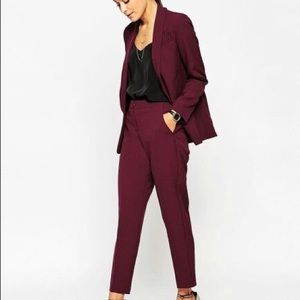 ASOS DESIGN Maroon tailored blazer & pants
